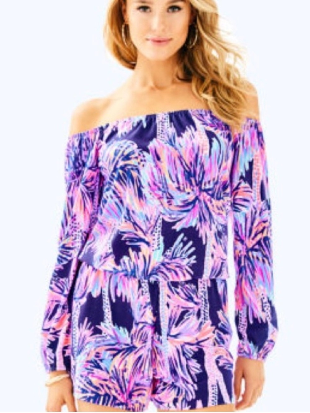 Lilly Pulitzer Lana Off The Shoulder Romper Size Medium